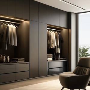 Italienischer Premium Kleiderschrank im Rustikalen Stil, Minimalistisches, Leichtes Luxusdesign, Langlebige Massivholztür für Zuhause, Schlafzimmer, Wohnzimmer Möbel - Product Image 1
