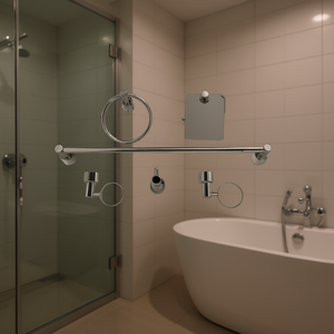 Elite Towel Rack Set 6-Piece Chrome Wall Mounted Bathroom Hardware - Product Image 2