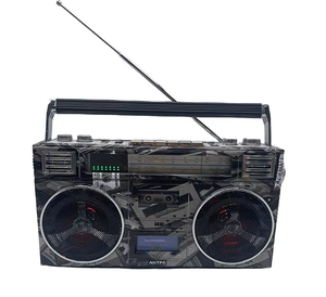 Haut-parleur Bluetooth gris à succès, stéréo, audio vintage, portable, radio cassette rétro pour l'extérieur - Product Image 1