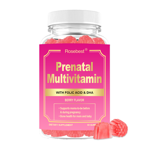 Suplemento de Gomitas Multivitamínicas Naturales HALAL de Marca Privada Rosebest OEM para Mujeres Embarazadas con Ácido Fólico y DHA - Product Image 1