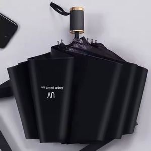 8-Rib Folding Umbrella UV-Resistant Logo Printing Business Gift for Adults Black Coating - Product Image 3