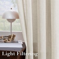 Rideaux en lin transparent sur mesure à plis froncés, tissu filtrant la lumière pour salon et chambre à coucher avec tringles