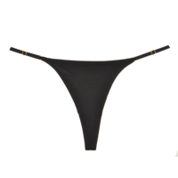 String tanga noir uni réglable taille haute sexy pour femmes, sous-vêtements personnalisés 3XL avec logo