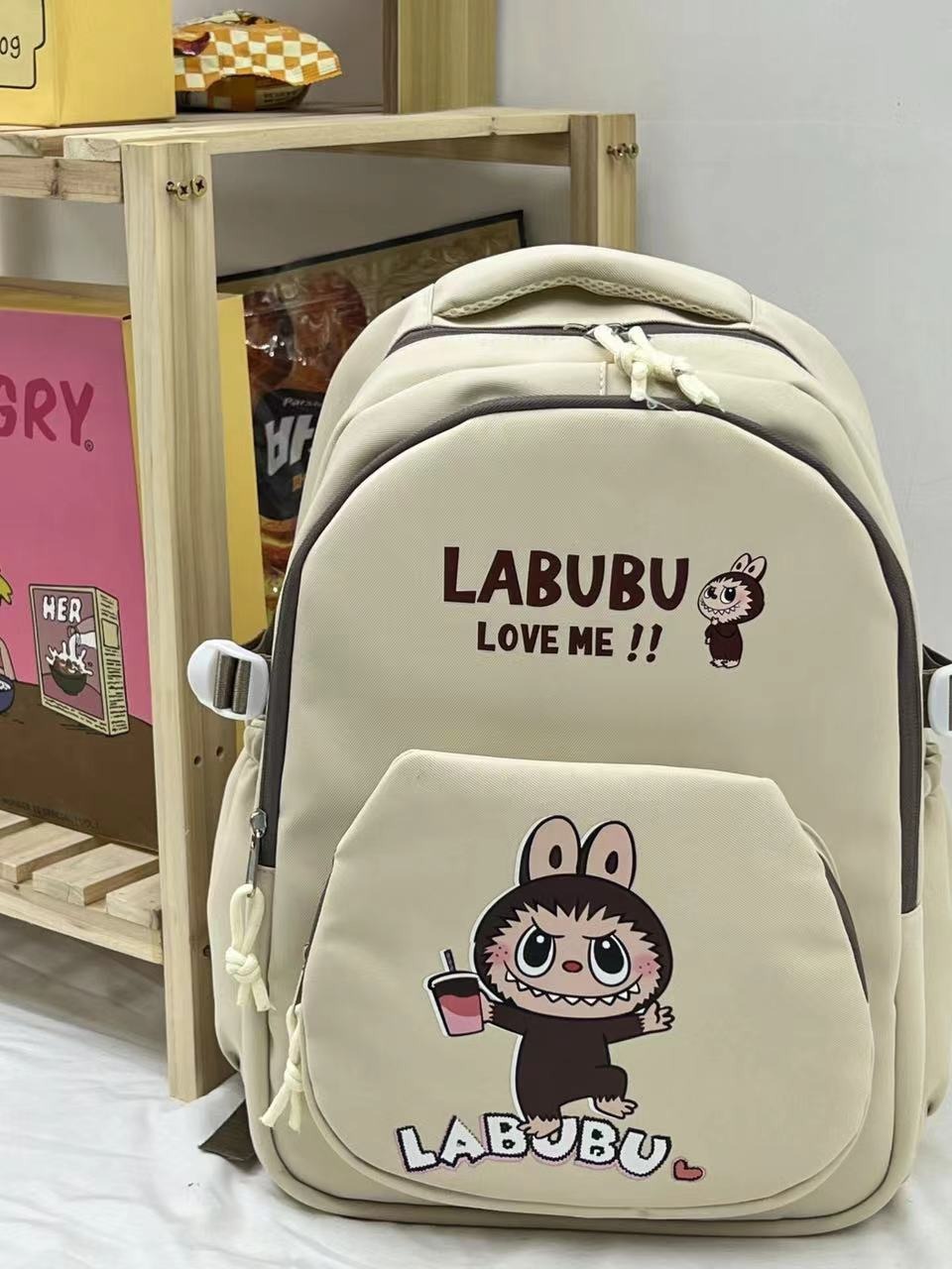 LABUBU Large Bookbag - Unisex Waterproof Daypack for School