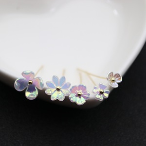 ลูกปัดเรซิ่นรูปดอกไม้กลวงเคลือบยูวี สำหรับทำกิ๊บติดผม DIY อุปกรณ์ทำเครื่องประดับ ขนาด 10 มม. สีรุ้งหลากสี งานฝีมือพลาสติกตกแต่ง - Product Image 2