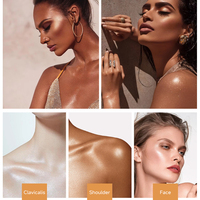 Surligneur de maquillage biologique personnalisé, poudre bronzante à paillettes éclaircissante pour le visage, huile liquide scintillante pour le corps avec perle blanche et or rose