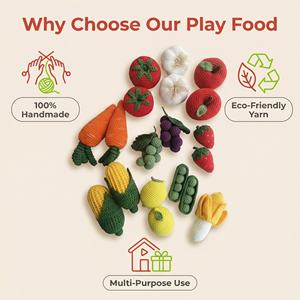 Ensemble de jouets en crochet 100 % coton - Légumes et fruits tricotés à la main - Jouets sensoriels doux et écologiques pour la cuisine des enfants - Product Image 2