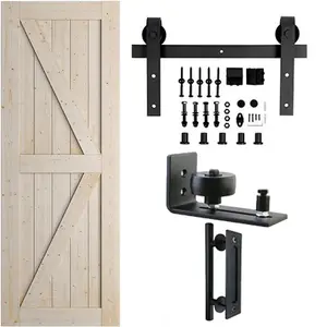 Antique Style Black Classic Carbon Steel Double Barn Door Sliding Door Hardware Mechanism For 1.5m Door