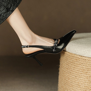 Chaussures en cuir véritable de haute qualité pour femmes, sandales élégantes à bout pointu, talons fins sexy, pour soirées et occasions spéciales. - Product Image 4