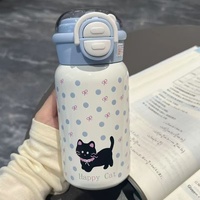 Termo para Mujer con Diseño de Gatito de Dibujos Animados, Nuevo Estilo 2026, Alto Valor Estético, Inspirado en Instagram, Lindo y Portátil para Estudiantes