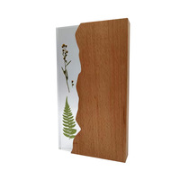 Cube en résine avec feuille de fleur naturelle intégrée, plaque en bois, bloc époxy, spécimen végétal, presse-papiers, ornement, trophée, cristal