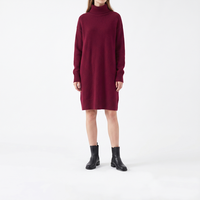 Robe pull en cachemire pour femme, col roulé, manches longues, coupe droite, style oversize