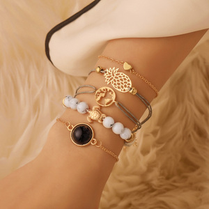 Bracelet vintage avec pendentif <span class=keywords><strong>papillon</strong></span>, perles, strass et roses, chaîne cubaine, pour femme, vente en gros de bijoux - Product Image 4
