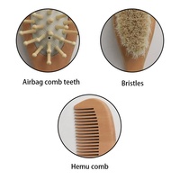 Brosse en poils de chèvre douce pour bébé nouveau-né en bois naturel écologique ensemble de peignes en poils de bois brosse à cheveux en laine de bois