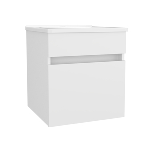 Primavera 18 Inch Wide <b>Floating</b> Bathroom Vanity White Cabinet With One Door And Two Shelves - Product Image 3