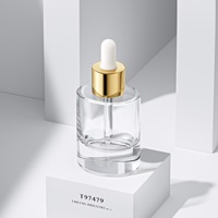Flacon de parfum transparent de 30 ml, dégradé noir, violet, brun, en verre, avec compte-gouttes, fond épaissi, forme plate, pour les gouttes pour les yeux