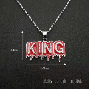Waterproof Hiphop Jewelry Crystal Rhinestone Stainless Steel Custom <b>Letter</b> Link Chain Anniversary Necklace Pendant - Product Image 5
