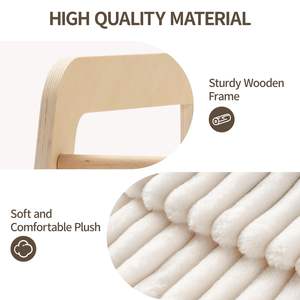 탈부착 가능한 매트리스 커버가 있는 실내 고양이 침대, 코듀로이 소재의 실내용 고양이 소파, 나무 소재의 부드러운 고양이 침대 - Product Image 3