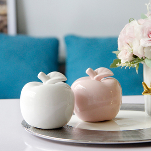 OEM <b>Pink</b> White Ceramic Apple Home <b>Decor</b> Living Room Art Crafts Porch <b>Christmas</b> Apple <b>Decor</b> - Product Image 2