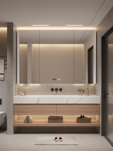 New intelligent heat-bending integrated basin with defogging function hanging <b>bathroom</b> <b>cabinet</b> honeycomb <b>mirror</b> <b>cabinet</b> - Product Image 6