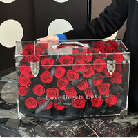 Boîte Cadeau en Acrylique pour Fleurs Éternelles Préservées, Décoration de Table pour Salon et Maison, Idéale pour un Déménagement