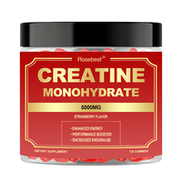 Rosebest, fournisseur chinois, gommes à la créatine monohydrate aromatisées à la fraise, 5 g, sans sucre, supplément de créatine 5000 mg