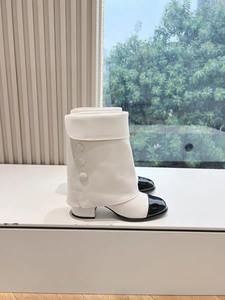 Bottines pour femmes, mode, bicolores, d'inspiration vintage, bout uni, décor boutonné, talon haut, imperméables, respirantes, thermiques, été - Product Image 3