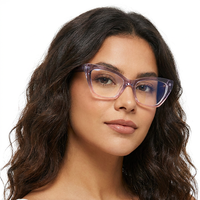 LBAshades 92625 Vente en gros de montures de lunettes vintage œil de chat personnalisées avec logo, monture intégrale unisexe, décoration en cristal, TR90, anti-lumière bleue, pour femmes