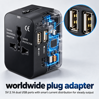 All-in-One Universal Reiseadapter Weltweiter Steckdosenadapter mit Dual-USB-Ladegerät für US EU UK AU