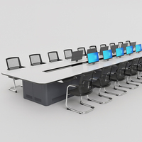 Bureau de réunion ergonomique moderne tout-en-un, réglable en hauteur électriquement, avec écran intégré, construction écologique en acier et bois pour