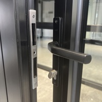 AS2047 Impact des ouragans Portes avant à double coupure thermique Verre trempé Rail inférieur Aluminium Extérieur Portes à battant françaises