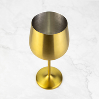 Verre à vin incassable en acier inoxydable 304 doré titane 500 ml avec logo personnalisé OEM, compatible lave-vaisselle, pour fêtes et mariages