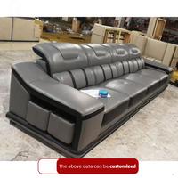 Canapé d'Angle Modulable en Cuir Blanc et Gris, Nouveauté Luxe, Salon Maison, Ensemble Confortable