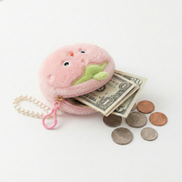 Porte-monnaie en peluche Kawaii en forme de fruits (Pastèque, Avocat, Ananas, Pêche, Orange) avec mini porte-clés perlé, personnalisable avec logo, pour filles et enfants