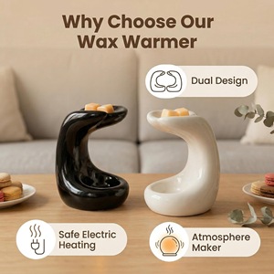 Lampe de table en céramique pour aromathérapie, diffuseur d'huiles essentielles, ornement artistique, bougeoir d'ambiance pour chambre à coucher - Product Image 2