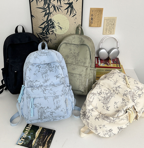 Large Capacity Solid Color Junior High <b>School</b> <b>Backpack</b> for College Students Korean-Style Zipper Polyester RTS Bulk Mixed Order - Product Image 2
