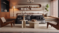 Table d'appoint de forme ronde moderne minimaliste nordique Table basse en travertin naturel beige pour salon de luxe