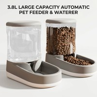 Ensemble distributeur d'eau et de nourriture pour animaux de compagnie 3,8 L, gamelle à remplissage automatique par gravité, réservoir visible pour chats et chiens