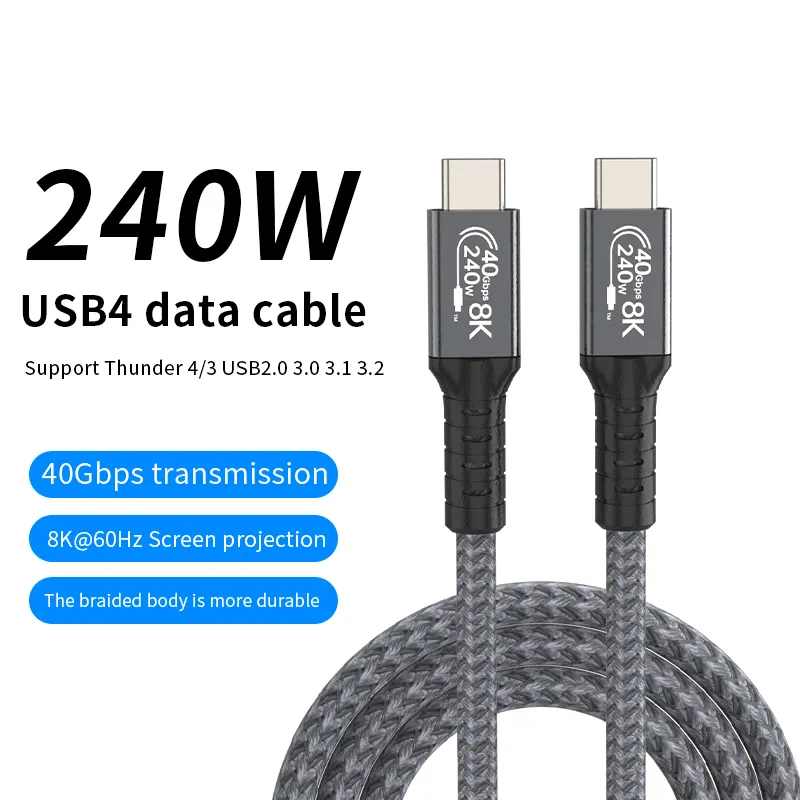 SY STPCT40B USBC to USBC Cable 48 Strand Braided Type C to Type C [240W 5A] Fast Charging Cable 1m