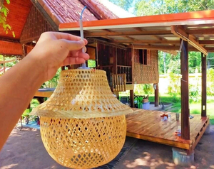 Bamboo Lamp <b>Shades</b> Hanging Bamboo <b>Wicker</b> Lantern <b>Light</b> Fixture Ceiling Lamp Basket Weave Chandelier OEM Supplier - Product Image 4