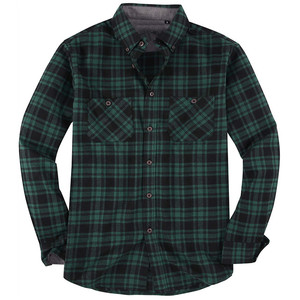 Camisas a <span class=keywords><strong>cuadros</strong></span> negras y rojas para hombre de algodón 100%, camisas de manga larga anticontracción para hombre - Product Image 6