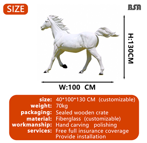 Jardin extérieur Paysage Grand <span class=keywords><strong>Animal</strong></span> Simulation Réaliste À La Main Blanc Cheval <span class=keywords><strong>Sculpture</strong></span> Fortune Cheval Zoo Décoration Ornement - Product Image 4