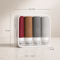 Kit de voyage réutilisable conforme TSA, fabriqué en usine OEM, avec pochette de voyage et flacons en silicone pour les voyages de camping