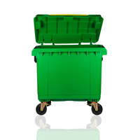 Grande poubelle à pédale de 660 L avec couvercles, bac à ordures mobile souterrain à roulettes, poubelle en plastique d'extérieur avec induction intégrée