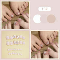 J08 Vente en gros Faux ongles ballerine acrylique pailleté luxe Long cercueil ongles d'orteil presse personnalisée sur ongles