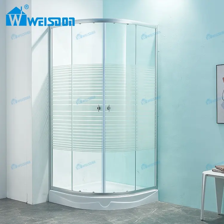 Weisdon Foshan Factory Round Cross Grain Tempered Glass Framed Aluminum Alloy Shower Room