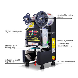 Machine de scellage automatique commerciale 110V 220V pour gobelets en plastique PP, sacs, films et cartons – Scelleuse thermique pour gobelets de thé Boba - Product Image 3