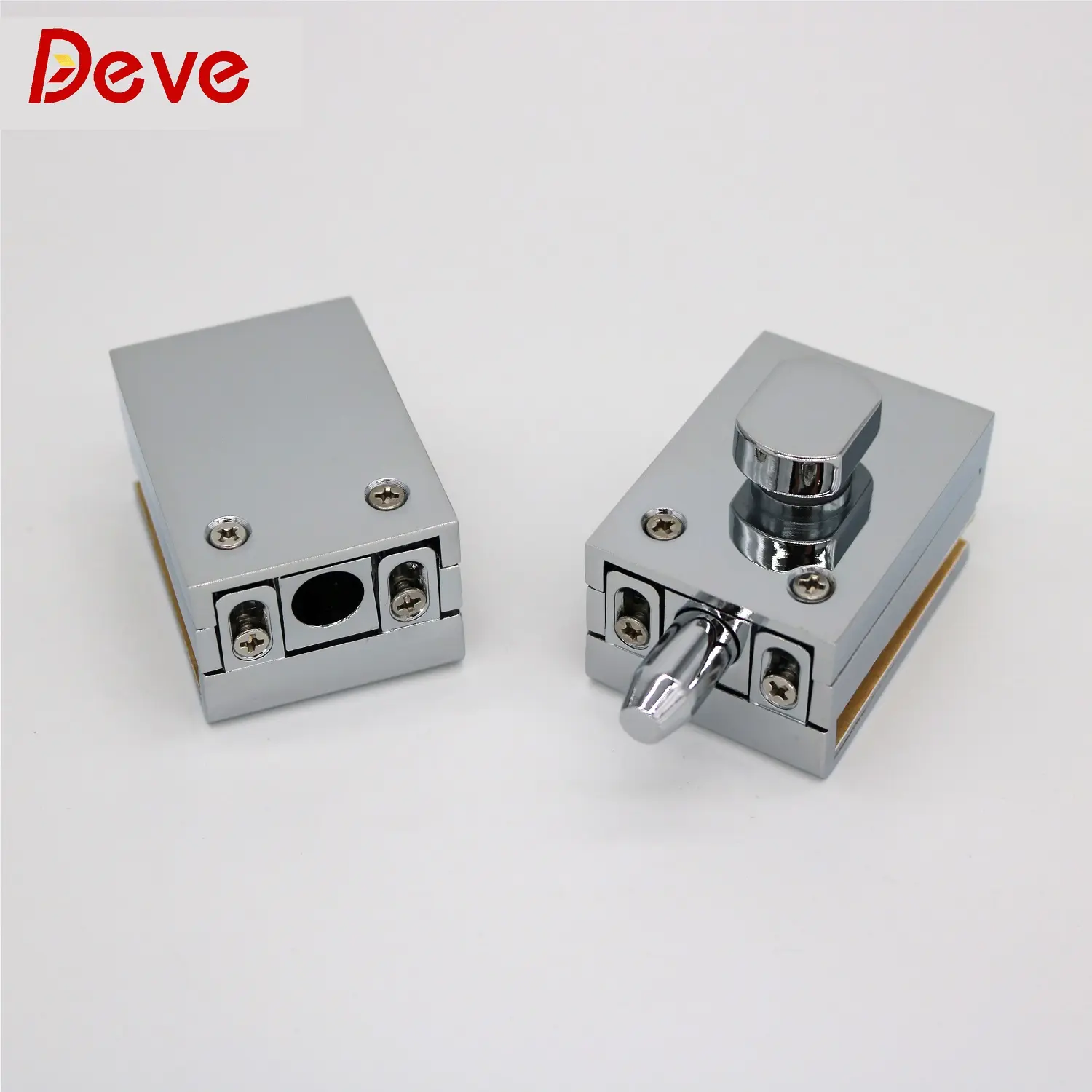 Excellent European Quality Zinc Alloy Square Insertion Glass Door Lock without Key for bathroom