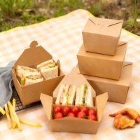 Emballage à emporter pour la restauration rapide, personnalisable avec logo, écologique, boîte en papier pour hamburger et frites