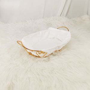 Con scatola di immagazzinaggio della borsa di stoffa cestino di immagazzinaggio del filo di acciaio del pane della frutta dello spuntino dall'aspetto <span class=keywords><strong>Vintage</strong></span> moderno con le maniglie - Product Image 6